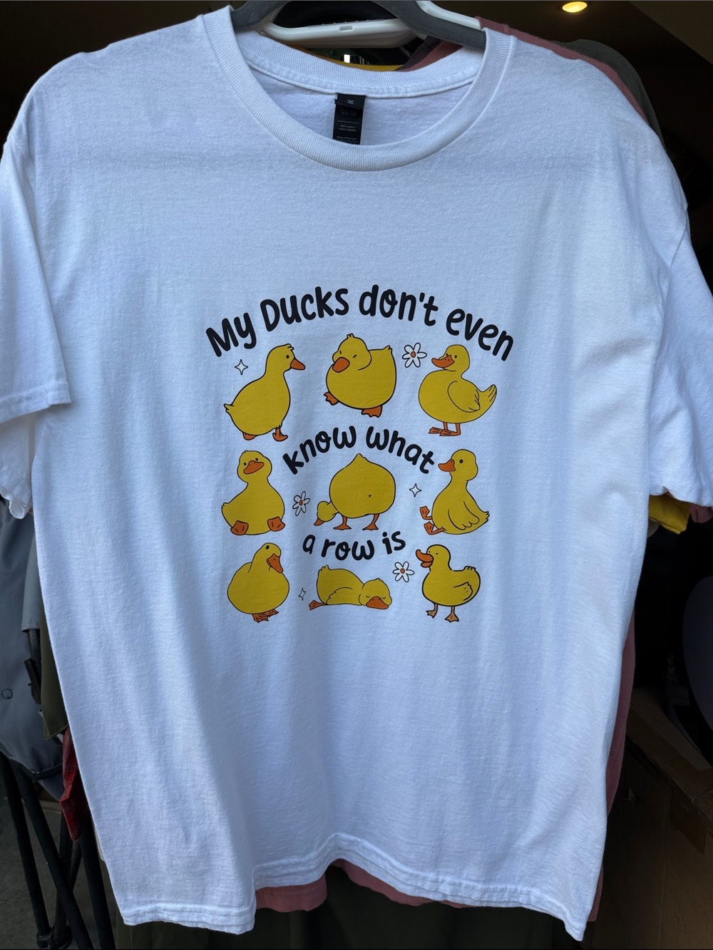 Gildan White Short Sleeve Tee with Yellow Duck Graphic